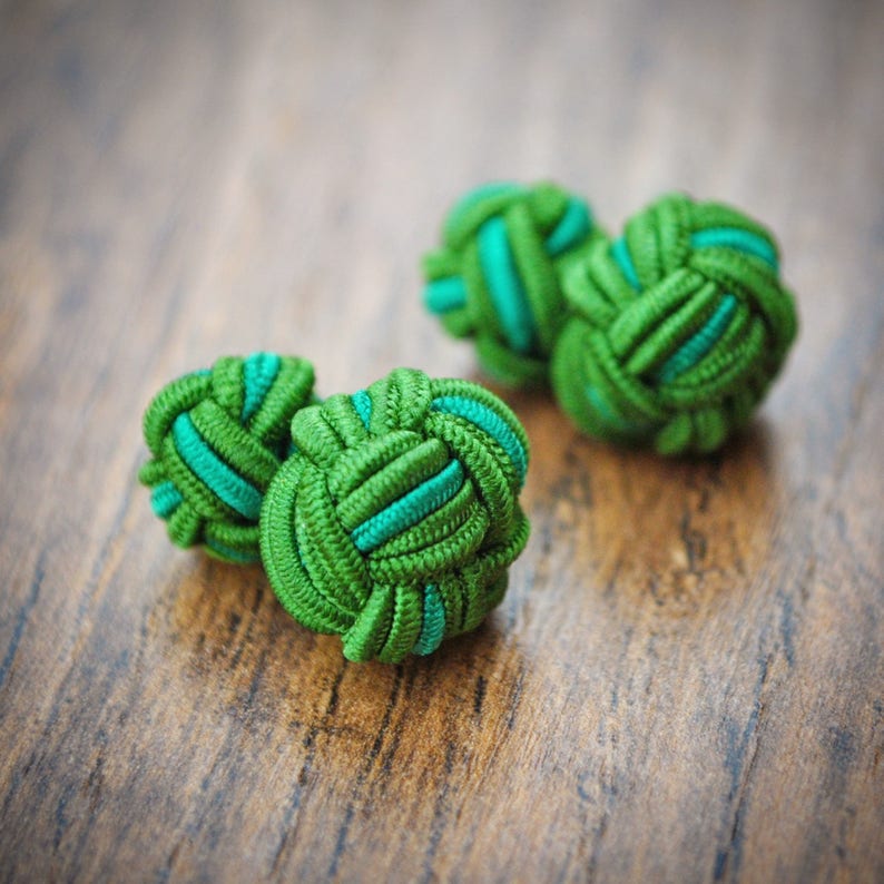 Silk Knot Cufflinks - Forest and Co Quantity limited Outlet sale feature Green