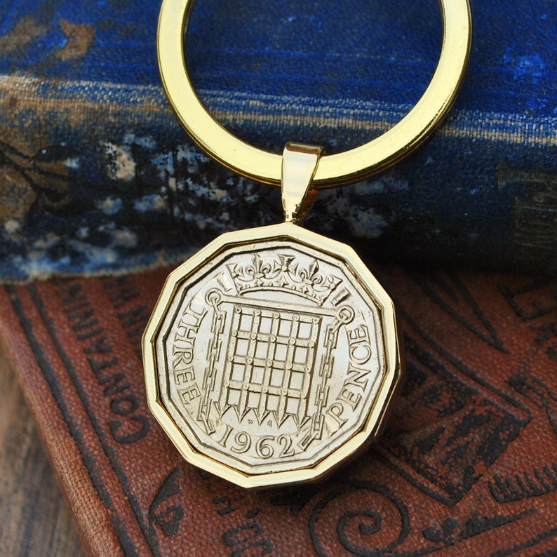 Nan- 59th Birthday 59th Anniversary Thruppenny bit 3d Dad Grandad Coin Keyring 1962 59th Birthday Keyring -Threepence Keyring- Mum