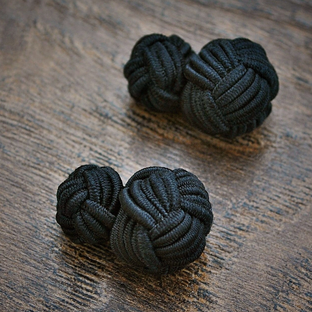 Silk Knot Cufflinks BLACK Cufflinks Groomsmen Stag Do | Etsy