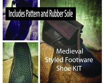 Medieval Front Lace Boot Turnshoe Kit for men and women (pattern, soles and Instructions only) You sew the shoes with your leather