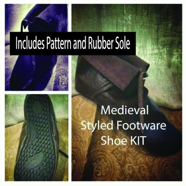 Medieval Front Lace Boot Turnshoe Kit for men and women (pattern, soles and Instructions only) You sew the shoes with your leather