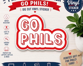 Go Phils Sticker | Philadelphia Baseball Fan Vinyl Decal | Philly Baseball Sticker | Retro Sports Sticker