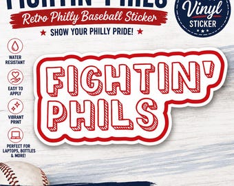Fightin' Phils Sticker | Retro Philadelphia Baseball Fan Decal | Vintage Sports Vinyl Sticker | Philly Baseball Gift