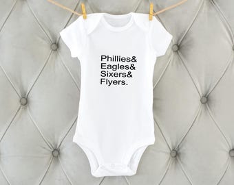Philly Sports team baby onesie, Philadelphia baby shower gift, Philly Fan Infant Bodysuit, Cute Game Day Outfit, Neutral Baby Shower Gift