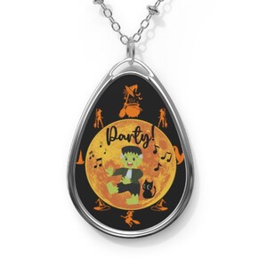 Halloween Monster Dance Necklace Comical Cat Fashion Pendant for Fall Festivities of Witches Spooky Jewelry