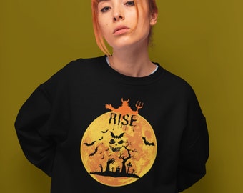 Halloween Statement Sweatshirt für Liebhaber von Scary Fall Fashion Crewneck Haunting Demonic Gift of Graves Tombstones Fledermäuse Shirt