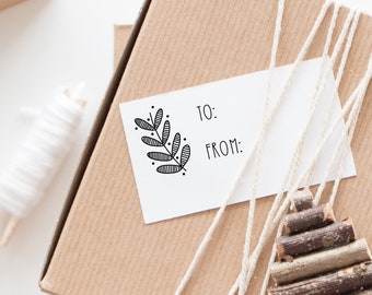 To From Gift Tag Stamp, Holiday Gift Wrap, Christmas Gift Tag, Rubber Stamp No. 193