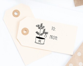 To From Gift Tag Stamp, Holiday Gift Wrap, Christmas Gift Tag, Rubber Stamp No. 190