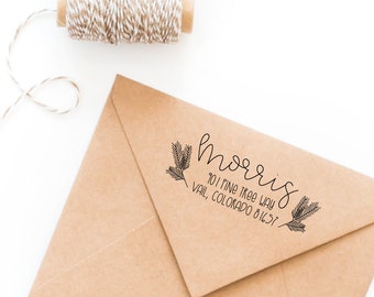 Custom Return Address Stamp, Holiday Address Stamp No 177