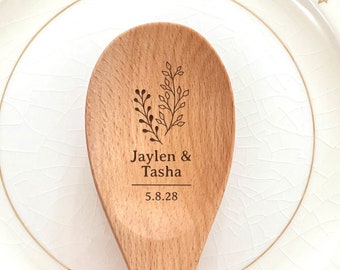 Custom Engraved Mixing Spoon With Initials and Wedding Date | Personalized Wedding Favor Wooden Spoon | Bridal Party Gift | Foodie Wedding