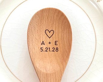 Custom Engraved Mixing Spoon With Initials and Wedding Date | Personalized Wedding Favor Wooden Spoon | Bridal Party Gift | Foodie Wedding