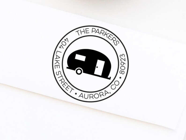 Camper Return Address Stamp Camping Stamp Personalized Etsy