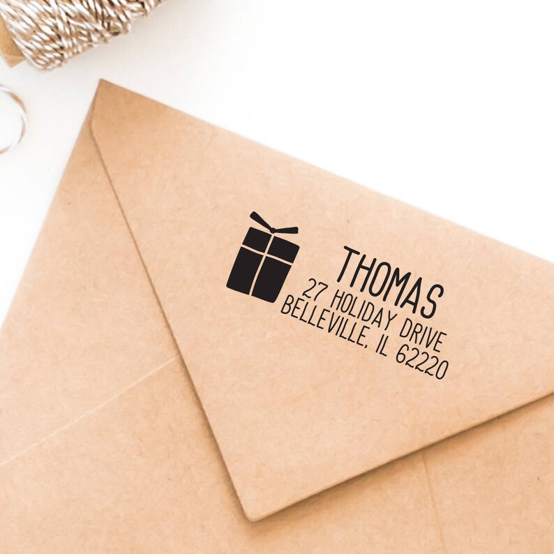 Merry Christmas Stamp Self-Inking Stamp Rubber Stamp Holiday Stamp Christmas Card Stamp Custom Address Stamp #146 Return Address Stamp