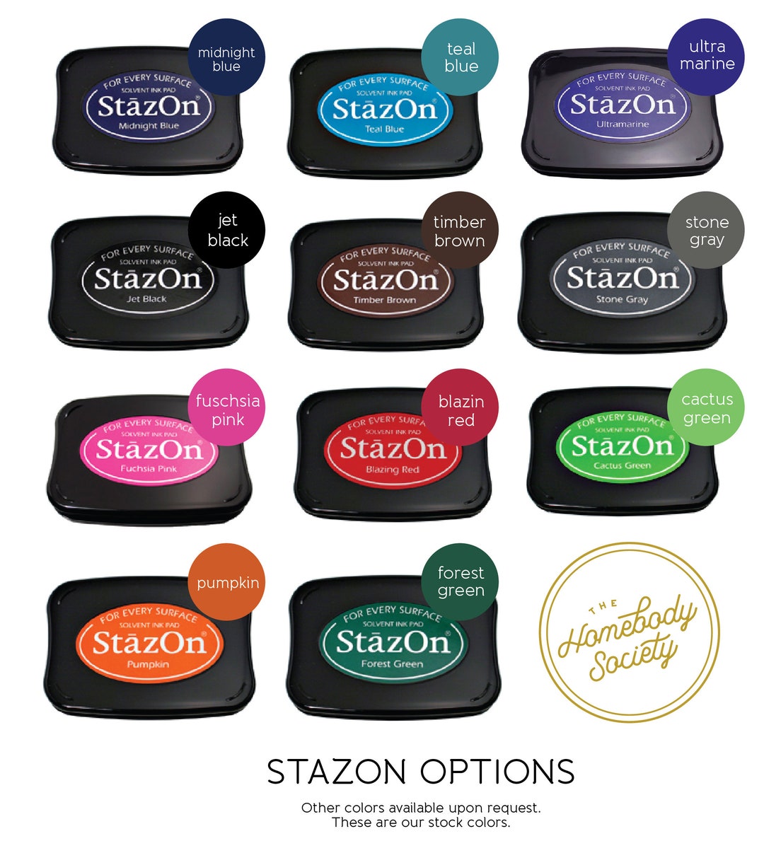 Stazon Ink Pad, Permanent Ink Pad, Many Ink Color Options 