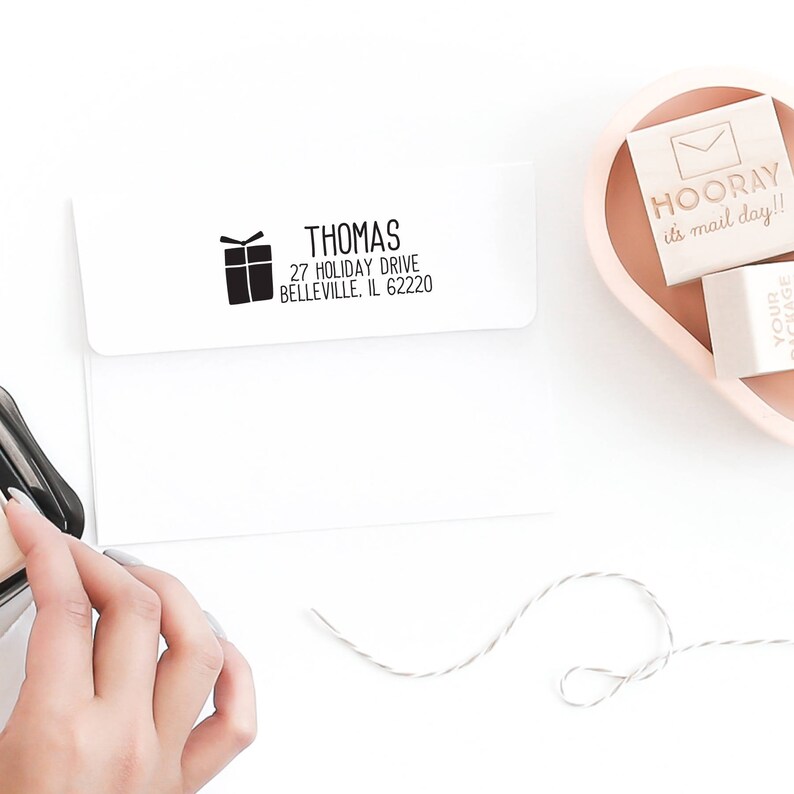 Merry Christmas Stamp Self-Inking Stamp Rubber Stamp Holiday Stamp Christmas Card Stamp Custom Address Stamp #146 Return Address Stamp