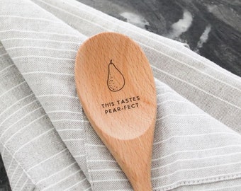 This Tastes Pear-fect Engraved Wooden Spoon | Kitchen and Home Gift | Housewarming Present | Gift for Foodie