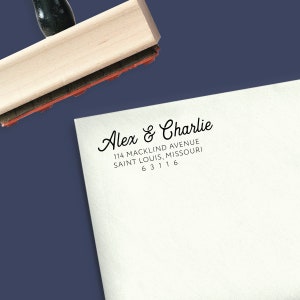 Custom Return Address Stamp in Self-Inking or Wood Mounted Rubber, Modern Style for Save the Dates |  Custom Stamp No. 229