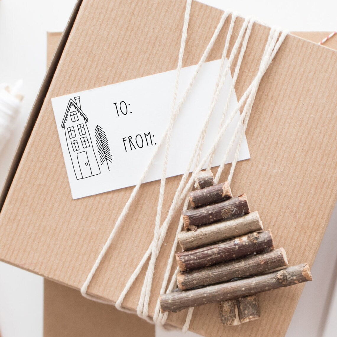 To From Gift Tag Stamp Holiday Gift Wrap Christmas Gift Tag Etsy