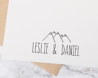 Custom Wedding Stamp, Outdoor Wedding Stamp, Stamp for a Mountain Wedding, Save the Date Stamp,Couple Stamp, Name Stamp, Stamp Style No. 62W