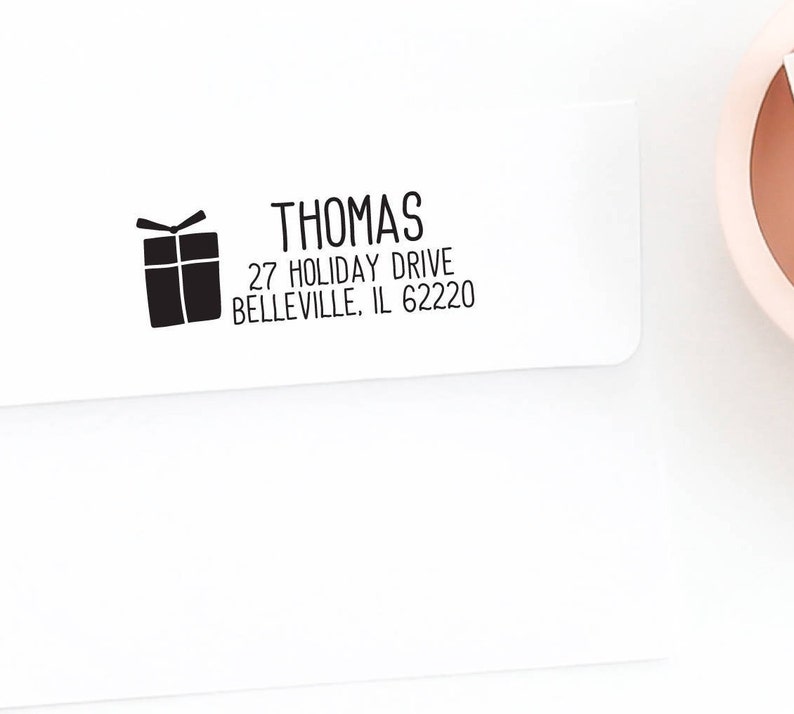 Merry Christmas Stamp Self-Inking Stamp Rubber Stamp Holiday Stamp Christmas Card Stamp Custom Address Stamp #146 Return Address Stamp