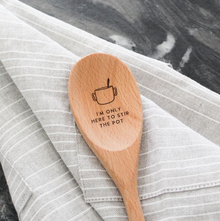 Novelty Spoon Set, Wood Burned Spoons, Funny Sayings Spoon Set, Stir the Pot  Spoon, Made With Love Spoon, About to Stir up Some 