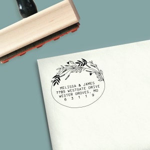 Custom Return Address Stamp for Save the Dates, Botanical Address Stamp, Personalized Address Stamp, Wedding Stamp, Stamp No. 237