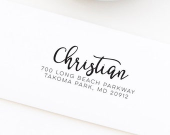 Return Address Stamp, Wood Mounted or Self-Inking Address Stamp, Wedding Invitation Stamp, Personalized Stamp, Gift for Her, Style No. 136