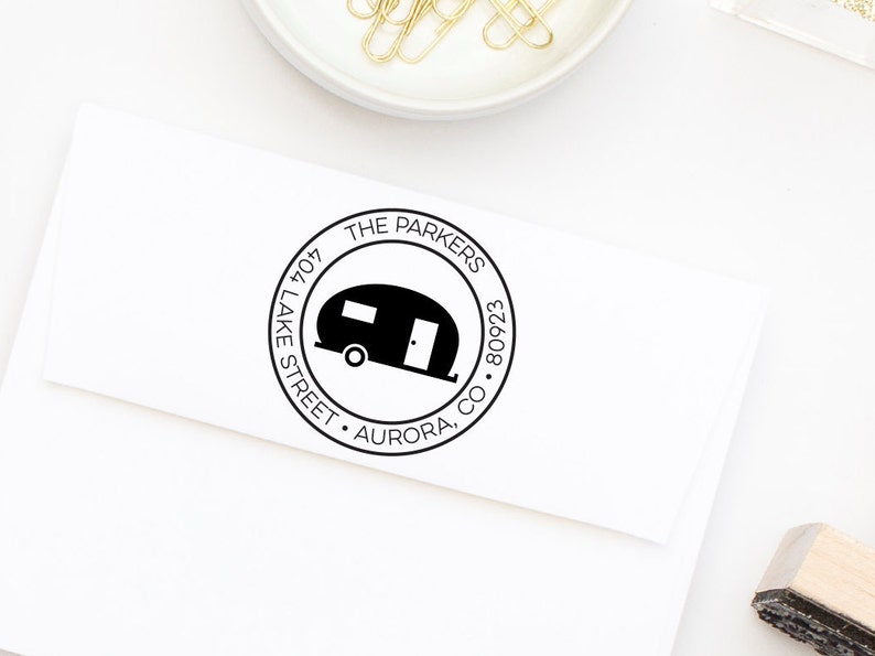 Camper Return Address Stamp Camping Stamp Personalized Etsy