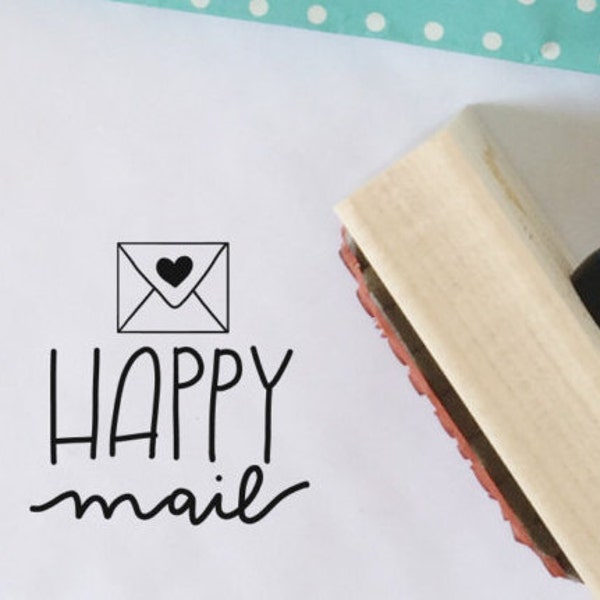 Happy Mail Stamp for Packaging and Shipping, Etsy Shop Stamp, Shipping Stamp, Packaging Stamp, Stamp for Shop Owners, Snail Mail Stamp