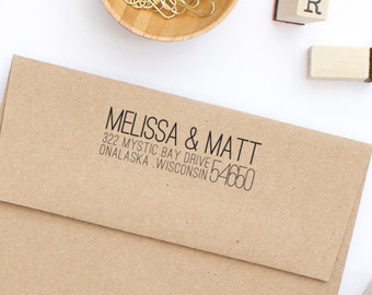 Return Address Stamp, Personalized Address Stamp, Wedding Stamp, Self-Inking Address Stamp, Stamp Style No. 24