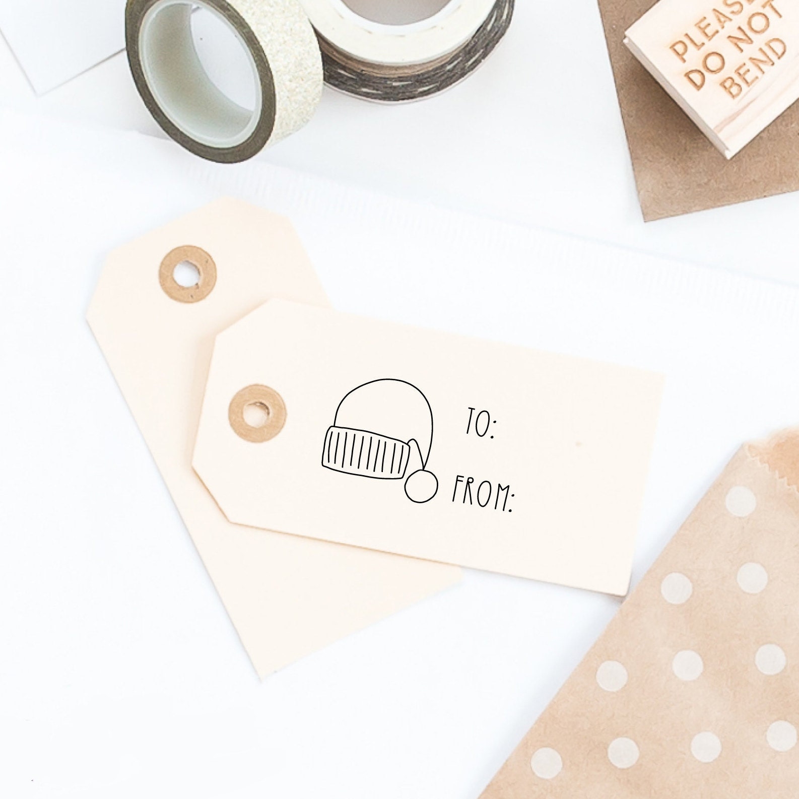 To From Gift Tag Stamp Holiday Gift Wrap Christmas Gift Tag Etsy