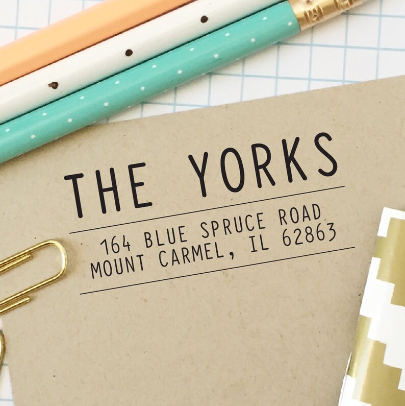 Custom return address stamp self inking address stamp modern etsy