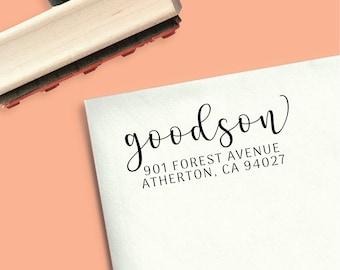 Custom Return Address Stamp in Self-Inking or Wood Mounted Rubber for Weddings and Greeting Cards |  Custom Stamp No. 216