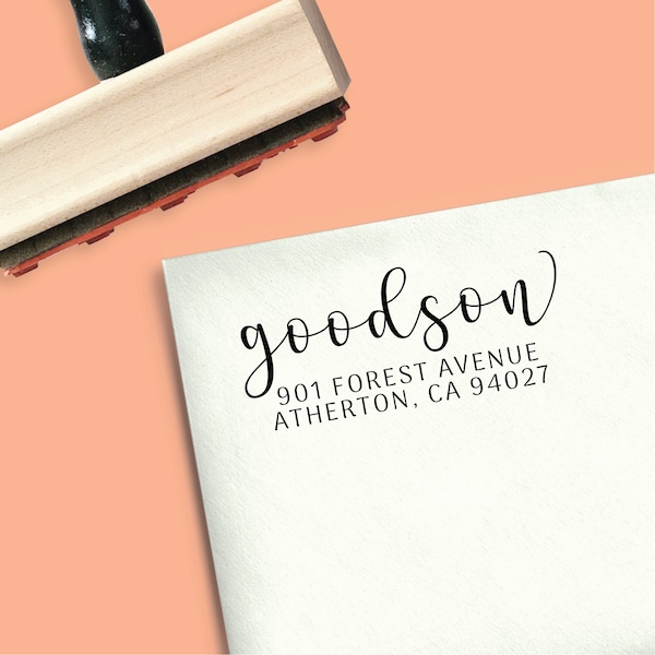 Custom Return Address Stamp in Self-Inking or Wood Mounted Rubber for Weddings and Greeting Cards |  Custom Stamp No. 216