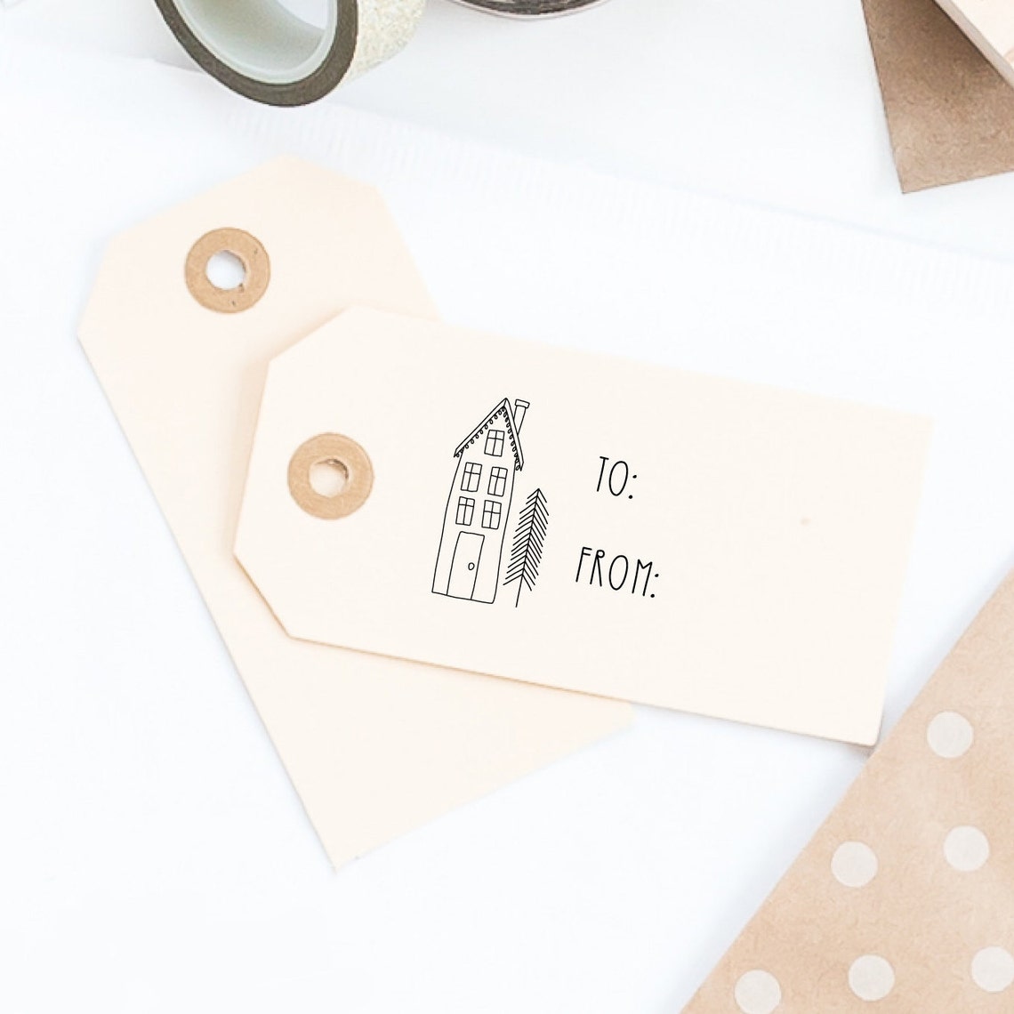 To From Gift Tag Stamp Holiday Gift Wrap Christmas Gift Tag Etsy