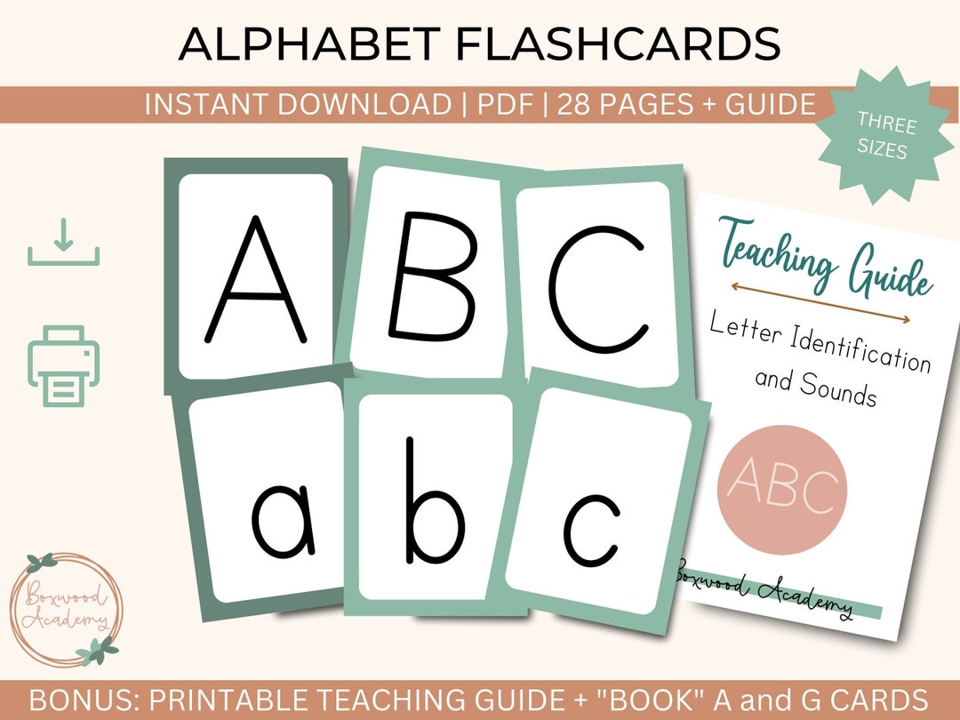 Alphabet Letters Printable Flashcards Montessori Educational Flash ...