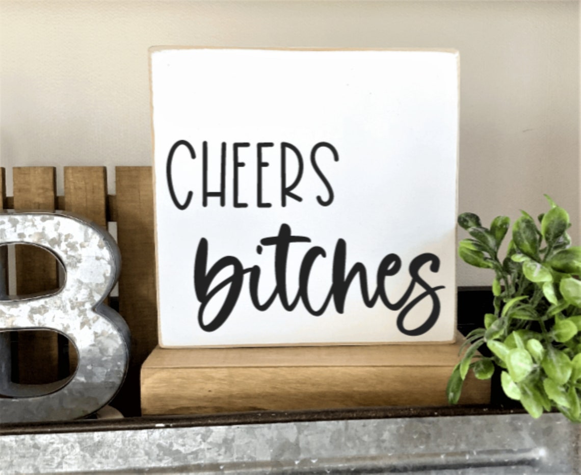Cheers Bar Cart Decor Bar Sign Funny Drinking Sign Tiered Etsy