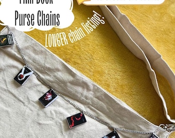 Mini borsa a forma di libro fatta a mano - Regalo personalizzabile per gli amanti dei libri / Lunghezza PIÙ LUNGA