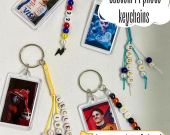 Custom F1 Driver Photo Keychain: Motorsport Bag Accessory