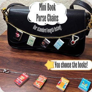 Cadena para bolso de mini libro hecha a mano - Regalo personalizable para amantes de los libros / Longitud estándar