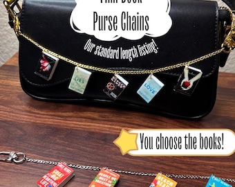 Mini borsa a forma di libro fatta a mano - Regalo personalizzabile per gli amanti dei libri / Lunghezza standard