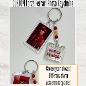 Ferrari F1 Photo Keychain: Custom Handmade Resin Charm
