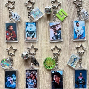 F1 Driver Photo Keychain with Handmade Charm: Formula 1 Motorsport