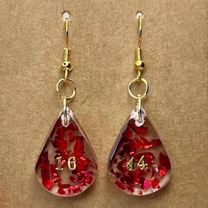 Ferrari F1 Resin Drop Earrings: Leclerc & Hamilton Driver Numbers