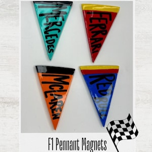 Handmade F1 Team Pennant Magnets: Racing Fan Gift