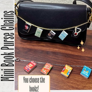 Mini Book Purse Chains | Handmade Book Charms | STANDARD LENGTH Listing | CUSTOMIZABLE Bookish Bag Accessories | Book Lover Gift