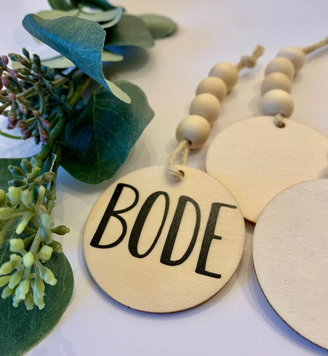 Wooden Beaded Name Tag Etsy