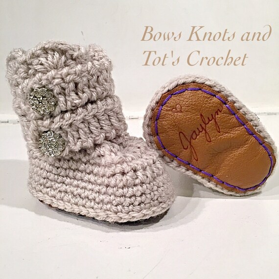 Items similar to Diamond button wrap booties with genuine leather sole