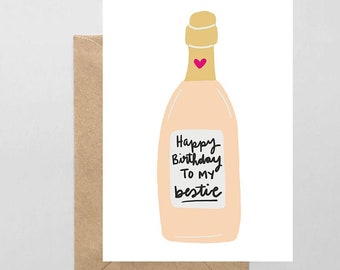 Funny Happy Birthday, Best Friend Wine Card, Partner in Wine Card, Best Friend Funny Card, Happy Birthday Bestie, BFF, Wine Card - BFF02