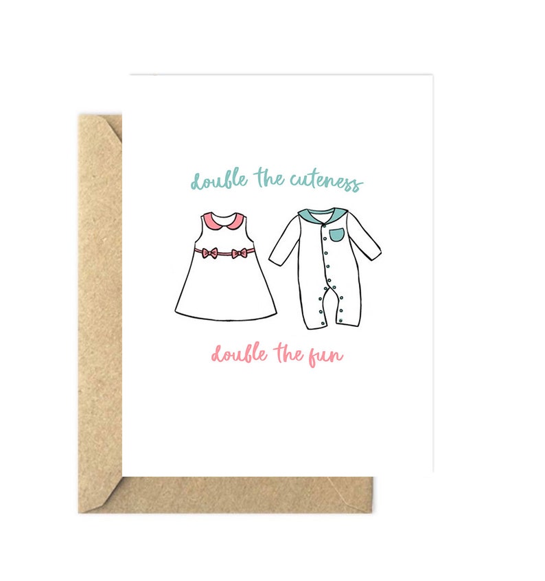 Twins Baby Shower Card Twin Boy and Girl Card New Babies Etsy